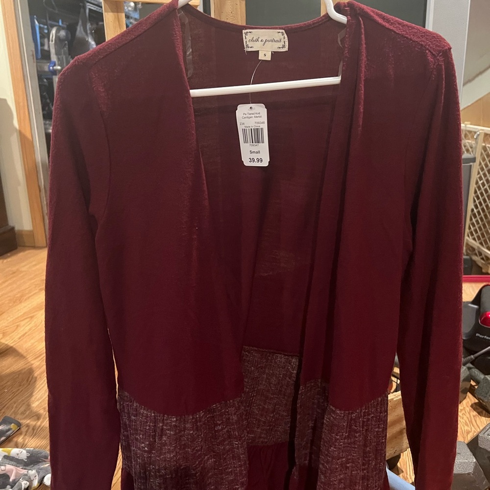 Women's Burgundy Cardigan